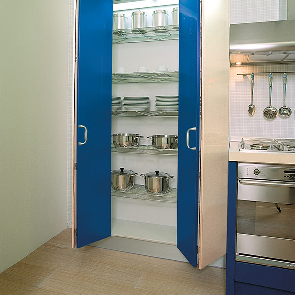 Bi-fold door system for cabinets where two wooden doors fold to the same side