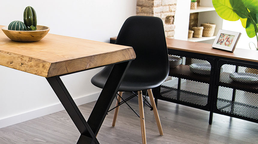 Black table legs in A trapezoid and X designs for different tables